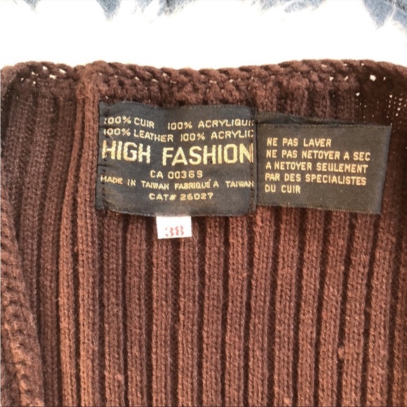 Vintage Leather and Knit Button Vest - Picture 7 of 7